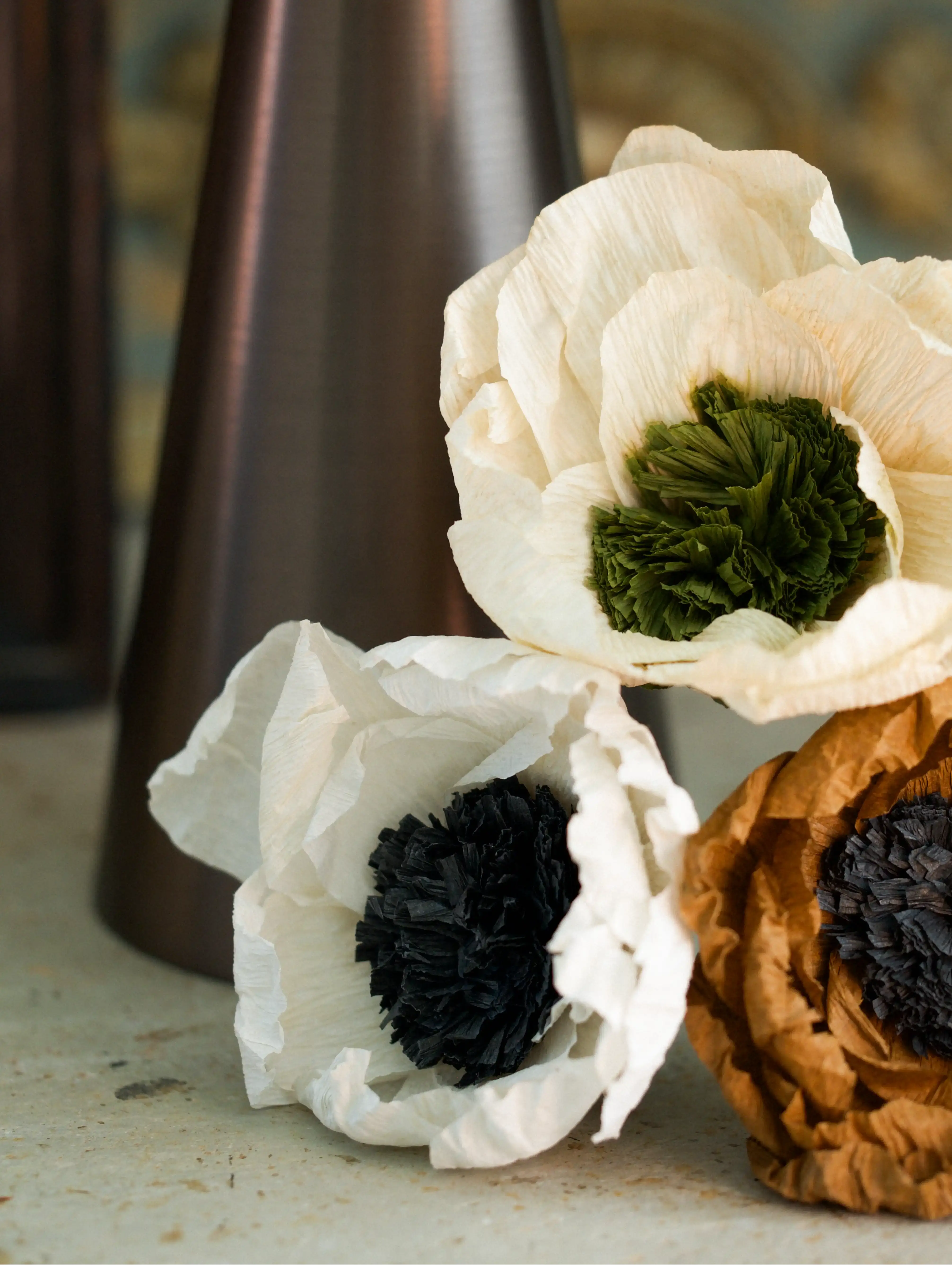 Dual-Colored Handcrafted Crepe Paper Flowers | Christmas Ornaments