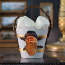 Vintage-Inspired Pale Blue Paper Candy Container with Glossy Santa Image