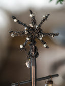 Small Dark Metal Tree with Golden Beads