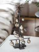 Small Dark Metal Tree with Silvered Beads