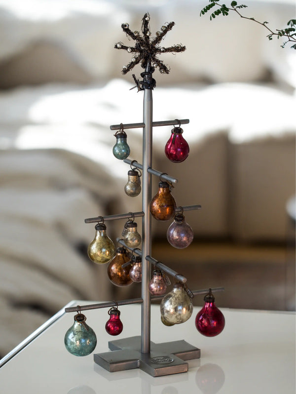 Small Metal Christmas Trees with mixed-color Christmas Beads