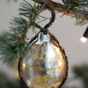 Vintage-Inspired Glass Bauble with Tinsel and Handpainted Decorations