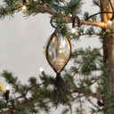 Vintage-Inspired Glass Bauble with Tinsel and Handpainted Decorations