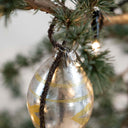 Vintage-Inspired Glass Bauble with Tinsel and Handpainted Decorations