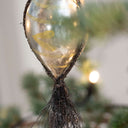 Vintage-Inspired Glass Bauble with Tinsel and Handpainted Decorations