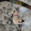 Vintage-Inspired Handmade Stork in Cotton and Paper