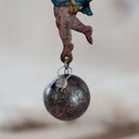 Vintage-Inspired Metal Faun Candleholder With Ball