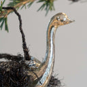 Vintage-Inspired Silvered Glass Bird with Tinsel Decorations