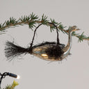 Vintage-Inspired Silvered Glass Bird with Tinsel Decorations