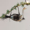 Vintage-Inspired Silvered Glass Bird with Tinsel Decorations